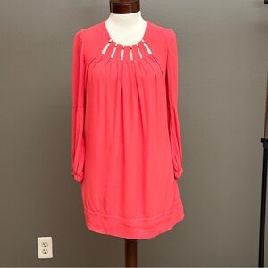Diane Von Furstenberg Pink coral Metal embellished shift dress Sz 0